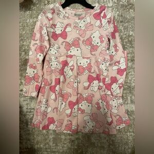 Hello Kitty Pink and White Casual Long Sleeve Dress size 4T-NWT